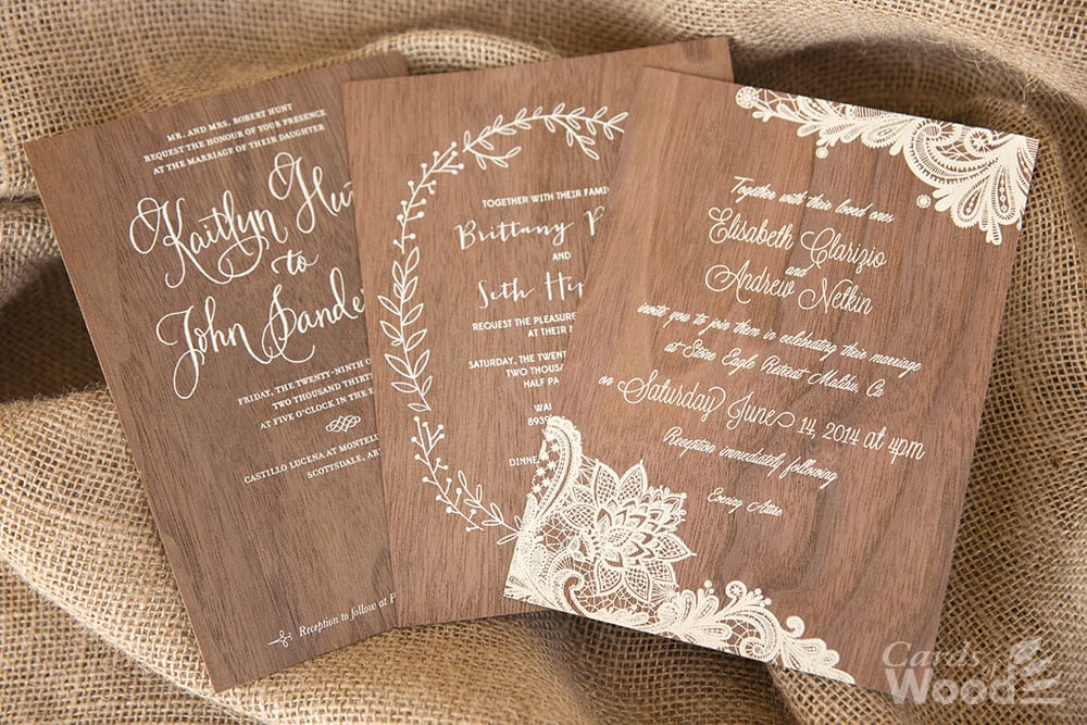 Cards of Wood Wedding Invitations